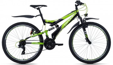 Qivelo Fully Topeka 26 Plus - zwart/groen - kinder mountainbike
