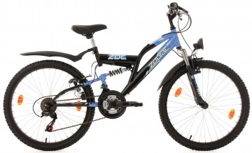Qivelo Fully 24 Zodiac Plus - zwart/blauw - jongens mountainbike