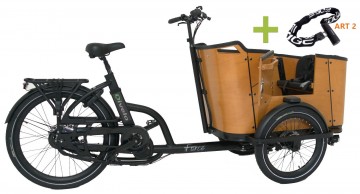 Qivelo Force elektrische driewieler bakfiets - mat zwart/bruin
