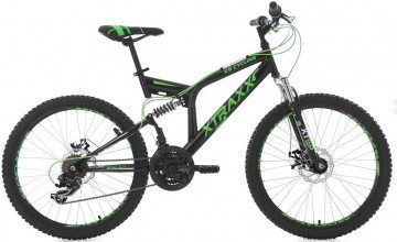 Qivelo Fully Track 24 - zwart/groen - jongens mountainbike