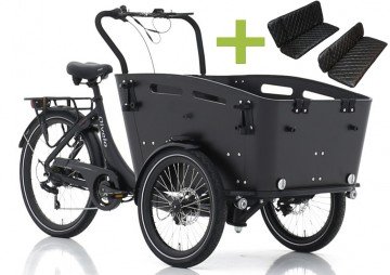 Qivelo Curve DR7 elektrische driewieler bakfiets - mat zwart/zwart