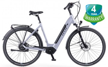 Levit Calvia 3 - mat blauw/grijs - elektrische damesfiets