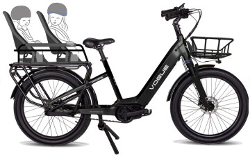 Vogue Avalanche 2026 - Matt Black - Elektrische Longtail Gezinsfiets