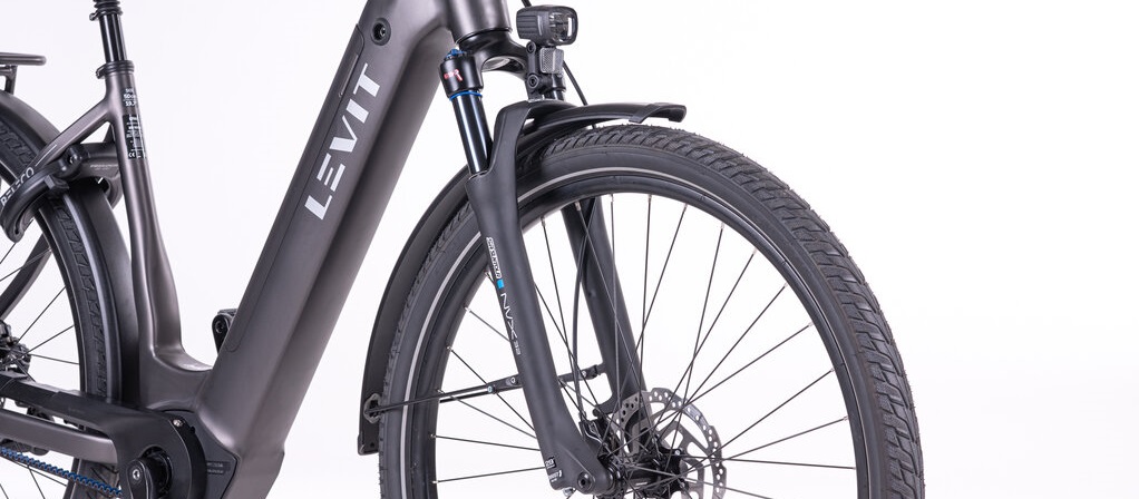 Levit Beleco 3 Lowstep 2026 - allspice - elektrische damesfiets voorvork vering