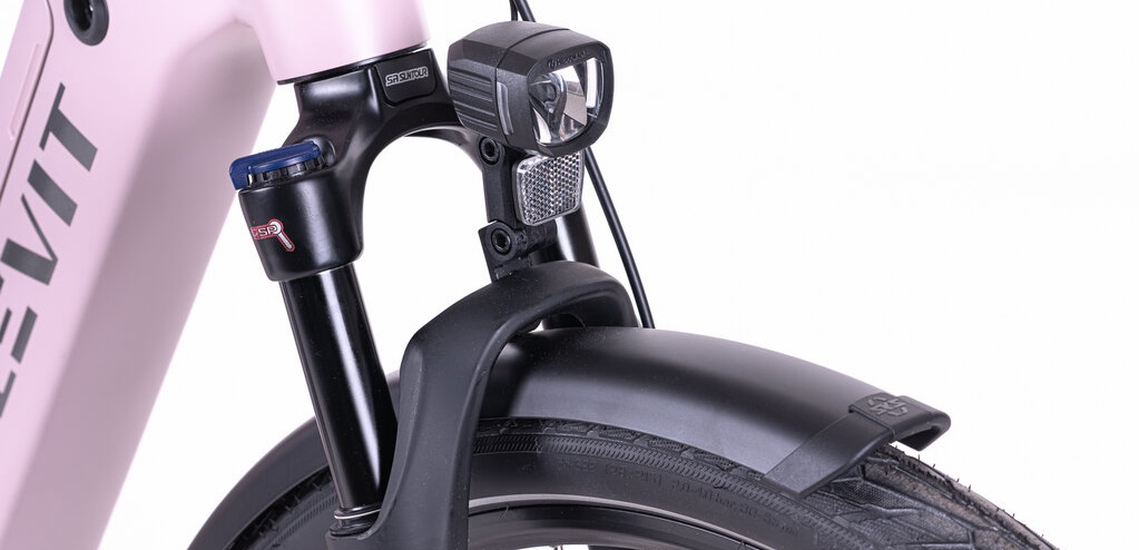 Levit Beleco 7 Lowstep 2026 - rose - elektrische damesfiets verende voorvork