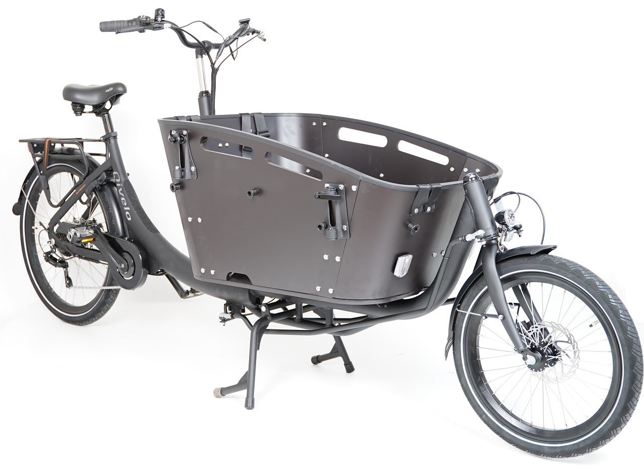 Qivelo Curve 2 DR7 elektrische tweewieler bakfiets mat zwart/zwart