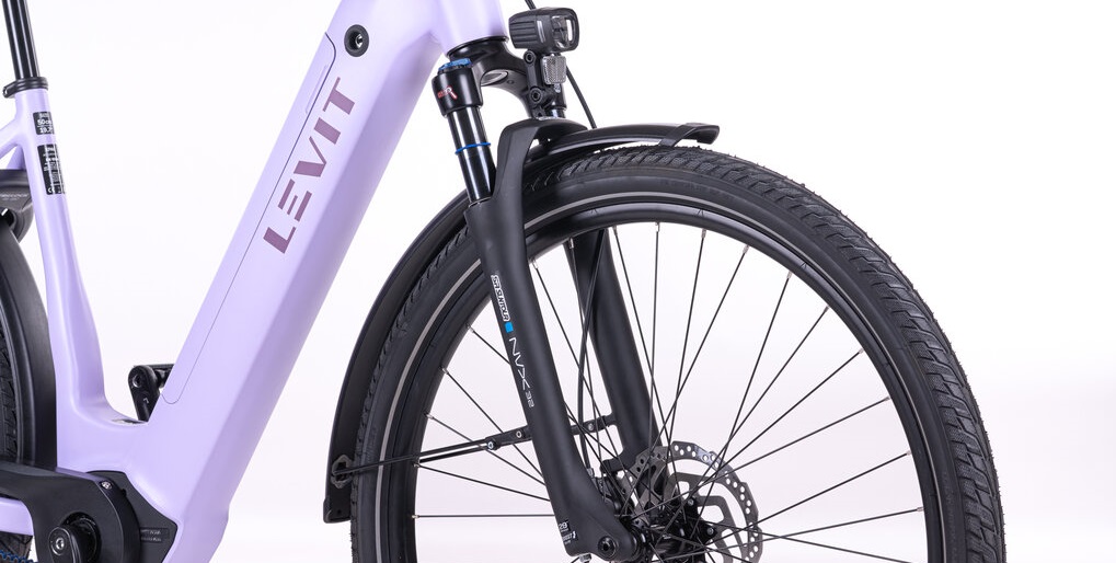Levit Beleco 3 Lowstep 2026 - lavander - elektrische damesfiets voorvork vering