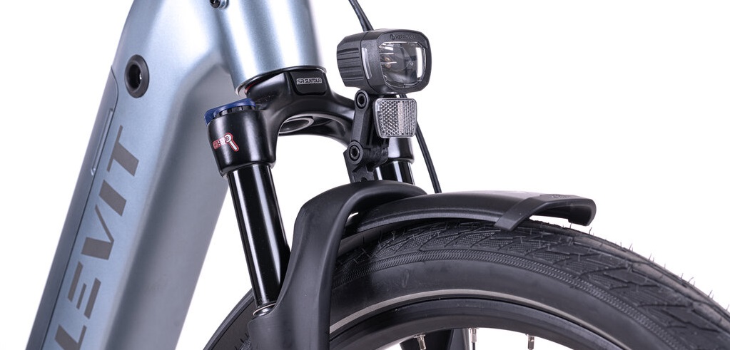 Levit Beleco 5 Lowstep 2026 - gunmetal silver - elektrische damesfiets voorvork vering