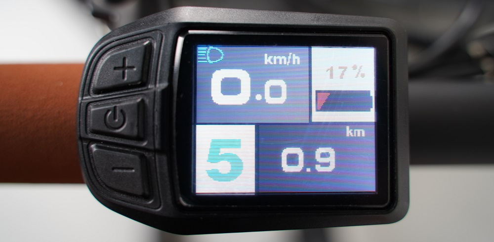 Troy elektrische bakfiets - display