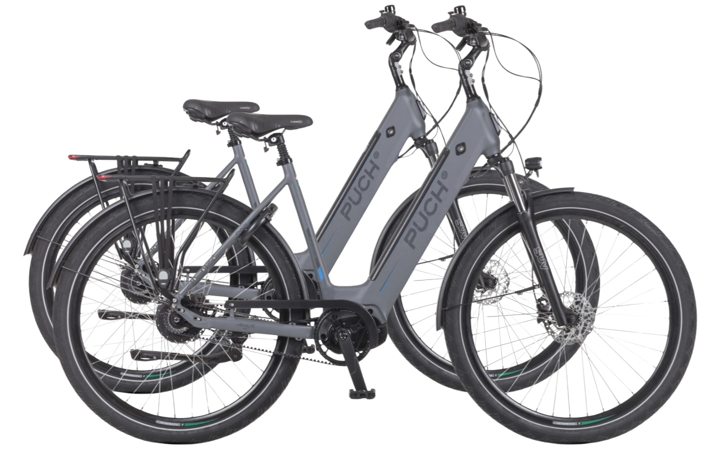 Puch Zirkon Dark Grey Enviolo Belt Drive e-bike duoset